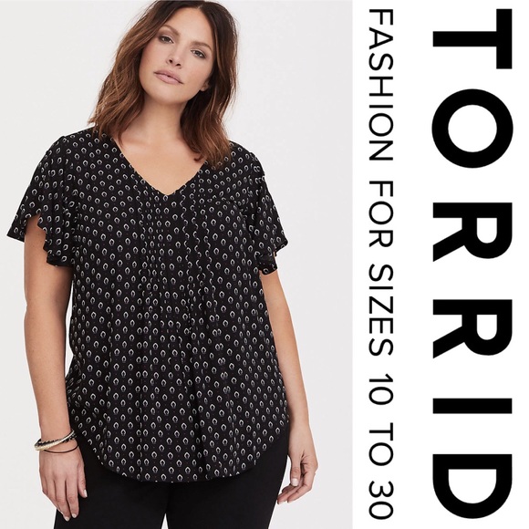 torrid Tops - ❌SOLD❌ Torrid Black Lantern Flutter Challis Blouse